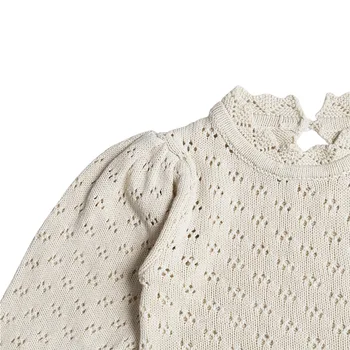 Ny Pige, Strikket Romper Vintage Stil Spædbarn Tøj Creme Farve Dejlige stykke børn Gennemgå har hat sweater girl drenge ws1948