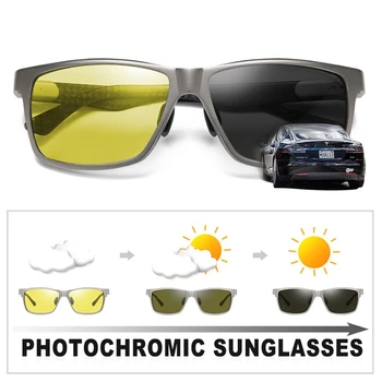 Top-Carbon-fiber-Pladsen Kørsel Fotokromisk Polariserede Solbriller Mænd Dag Night Vision Goggles Sol briller gafas de sol hombre