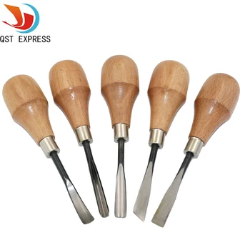 QSTEXPRESS 5pcs/masse træsnit kniv butt/hjørne/skæve/runde/Arc machete mejsel Træ udskærings for Træ håndværk Udskriver alvorligere