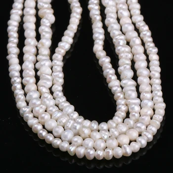 Naturlige Ferskvands-Hvid Perle Perler af Høj Kvalitet 36cm Punch Løse Perler til gør det selv-Elegant Halskæde Armbånd Smykker at Gøre 3-4mm