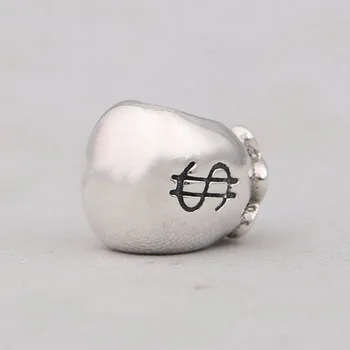 Autentisk S925 Sølv-Perle-DIY Smykker Rigdom Dollar Penge Taske Dollar Charms passer til Kvinder, armbånd Armbånd
