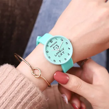 Sød Kat mode kvinders ur slik vandtæt jelly silikone ur kvindelig gymnasieelev ur damer ure til pige gave