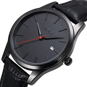 Relojes sort bånd mandlige ure 2020 design sort mænds ure læderrem klassiske ure ansigt