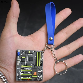 Kreative Gigabyte G1 Bundkort Keychain Mini Bundkort Model Bil Nøglering Blød Gummi systemboard Vedhæng Intel AMD CPU Gave