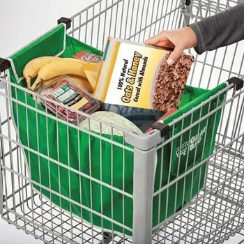 4STK Foldable Shopping Genanvendelige Poser Øko Indkøbsvogn Vogn kvinders Ikke-vævet Taske Håndtere supermarked folde til shopping
