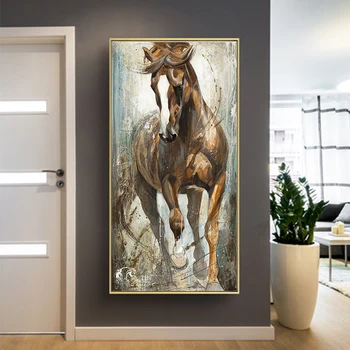 Moderne Hest Lærred Maleri Dyr væg kunst, Pop Plakat Maleri Stor Størrelse Lærred Maleri til stuen indretning Uden Ramme