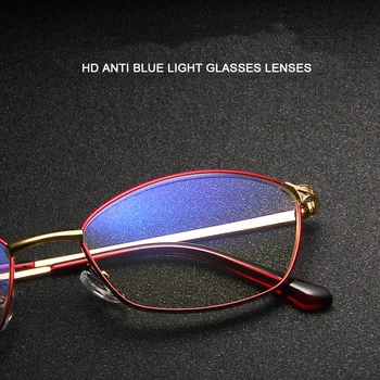 Ahora Elegant Lady Business Læsning Briller Kvinder Anti Blåt Lys +1.0 1.5 2.0 2.5 3.0 Høj Kvalitet Oval Metal Frame Briller
