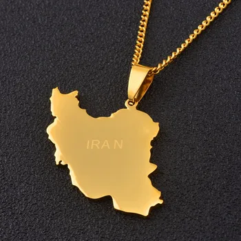 Guld Farve Iran Kort Halskæde til Kvinder, Mænd, Etniske Smykker Gaver #J0740