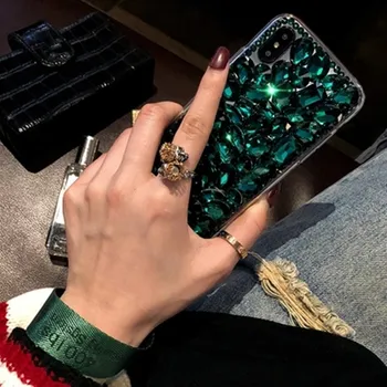Bling Jeweled Rhinestone Krystal Diamant Blød Ryg farve Telefonen Tilfælde Dække For iPhone 11 12 mini Pro Max X 6s 7 8 Plus XR Xs Antal