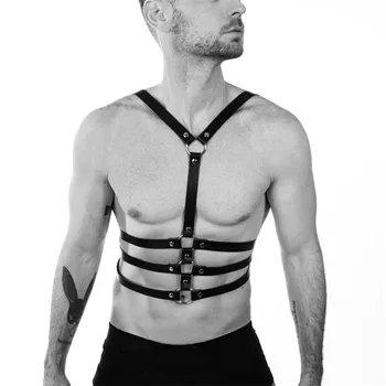 Læder Fetish Gay Tøj brystsele Mænd Justerbar Gotiske Seksuelle Organ Bundet h-Sele Rave Kostumer til BDSM Sex