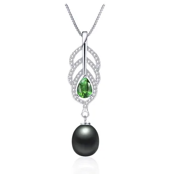 Ægte Naturlige Ferskvands Perle Skinnende krystal Neckl Nye personlighed Vedhæng Mode Zircon Sølv 925 Smykker Til Kvinder