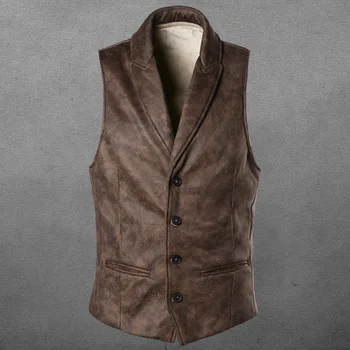 Ruskind Slim Fit Single Breasted Vest Herre 2020 Helt Nye Mode Gotiske Steampunk Viktoriansk Stil Vest for mænd Casual Vest