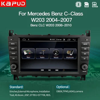 Kapud Android 10 Bil Afspiller Multimedie Autoradio GPS Til Mercedes Benz C-Klasse W203/CLC W203 Radio Stereo BT Navigation