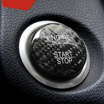 Carbon Fiber Bil Start af Motor Stop-Knappen for at Dække Keyless Go Tænding Klistermærker til Mercedes Benz A B C W205 GLC X253 AMG E ML GLE