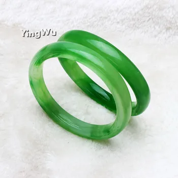 Yingwu 10stk Masse Smukke Jade Armbånd Naturlig Grøn Agat Jade Heldig Armbånd søde Søde Pige Gave Armringe Fine Smykker 60mm
