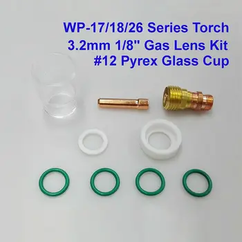 9pcs Kit Til WP-17/18/26 TIG-Svejsning Fakkel Stumpet Gas Linse #12 Varme Glas Kop Holdbar Og Praktisk At Anvende