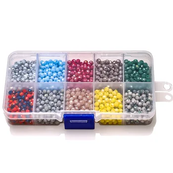 1 Kasse Perlebesat Kit 1000pcs 10 farver 4x3mm Rondelle Facetteret Krystal Glas Løs Spacer masse Perler til smykkefremstilling Resultater
