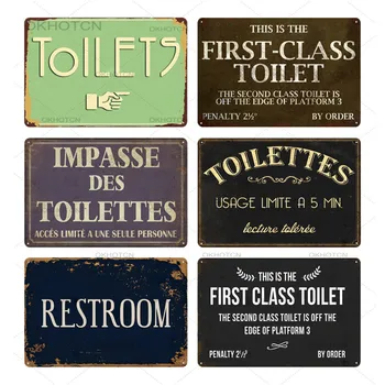 Toilet Sign Plak Metal Vintage Badeværelse Metal Sign Tin Log Væg Udsmykning til Toilet Badeværelse Toilettet