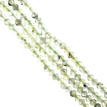 16 tommer 3mm-2mm Gennemsigtig Skære perler tilføje Lys Grøn og Hvid Tilpasset Grapevine Løse Perler