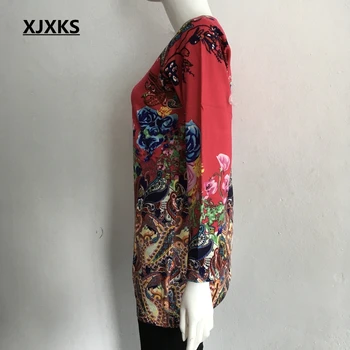 XJXKS Oversize Sweater Kvinder Casual Print Blomst Lang Sweater, Trøjer Strikket Tøj Kvindelige Trøjer Dropshipping