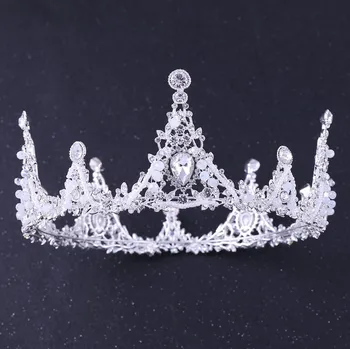 Barok Vintage Krystal Bryllup Brude Tiaras Hårbånd Medaljon Sort Pageant Princess Crown Brude Hår Tilbehør