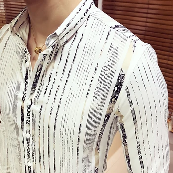 2019 premium-brand Mode mænds efterår slim fit stribe langærmet shirts/Mand Høj kvalitet revers Business skjorter størrelse S-3XL
