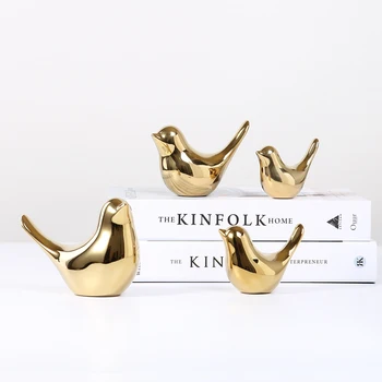 Kreative Guld Dekorationer Keramiske Golden Bird Figurer Hjem Tilbehør Til Udsmykning Fugl Figurine Mode Bryllup Smykker