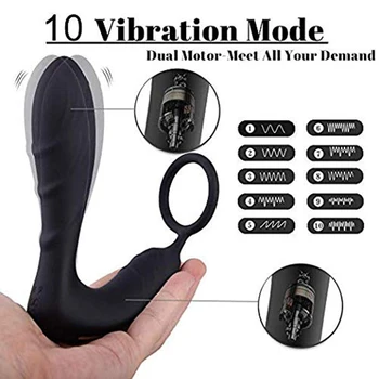 Silikone Mandlige Prostata Massager Anal S-G-spot Vibrator 10 Speed Sex Legetøj Til Mænd Wireless Remote Control Butt Plug Med Ring