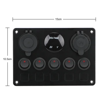 LEEPEE Bil Marine LED Rocker Switch Panel Vandtæt Digital Voltmeter Dobbelt USB-Port 12 V Stikkontakt Kombination