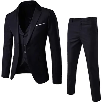 Mandlige Flerfarvet Mænd, der Passer Slim 3-Piece smart casual Suit Blazer Business Bryllup Fest Jakke, Vest & Bukser sæt gratis shiping
