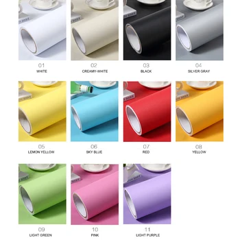 0.4x5M Sorte Møbler Renovering Klistermærker Solid Mat PVC Selvklæbende Tapet Garderobe Skab Dør Vandtæt Wall Sticker