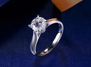 Yanleyu Med Certifikat 18K Stempel Hvid Guld Ring 2 Karat Solitaire Runde Diamant Bryllup forlovelsesringe for Kvinder PR416