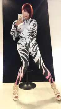 Nye Sexet Zebra Kvindelige Sanger Stramme Kvaster Buksedragt Kvindelige Hovedrolle Dance Team Dans Kostume Part Viser Resultater Kostume