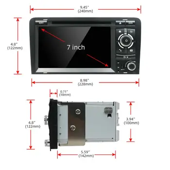 Autoradio GPS Navi Bil Radio Stereo Lyd 4GB+64GB For Audi A3-Car Multimedia-8P S3 RS3 Sportback 2003-2011 2din Android 10 DSP