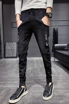 2020 Nye Koreanske Mænd Jeans Fashion Streetwear Sort Denim Bukser Til Mænd Slim Fit Hip Hop Casual Jeans Joggere Mænd Bukser 28-36