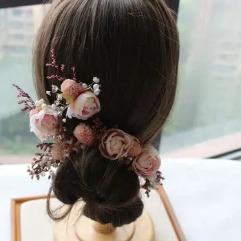 Bruden Mori Hovedklæde Tør Blonder prinsesse blomst Hår Knivspids Sæt koreanske bridal Wedding hair Smykker