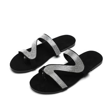 Nye kvinder, tøfler sommeren åben tå crystal fladskærms Slide damer mode udendørs Komfort slip på Beach sandaler kvinde sko