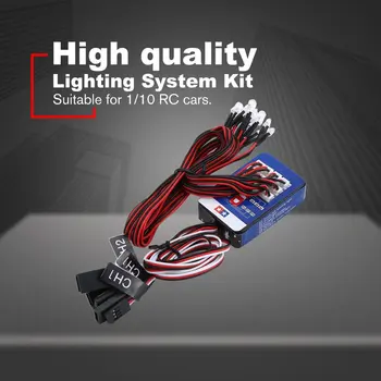 12 LED-Belysning Kit Styretøj Bremser Simulering Flash Lys til 1/10 RC Bil For Yokomo For Tamiya Smukt Designet