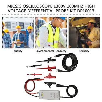 Micsig Oscilloskop 1300V 100MHz High Voltage Differential Probe Kit 3.5 ns Tid 50X/500X Dæmpning Sats DP10013