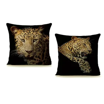 Sort baggrund leopard dyr trykte pudebetræk til sofa bil stole hjem dekorative puder pladsen 45x45cm pudebetræk
