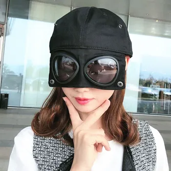 Nye kvinder cool pilot baseball caps for at rejse Voksne mænd casual Broderi Snapback hat med briller