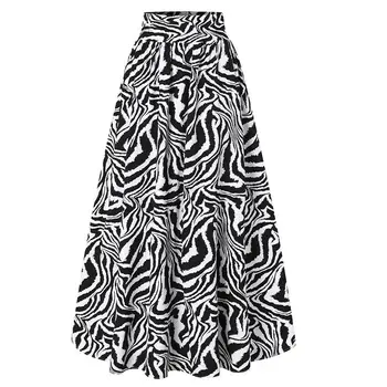 Kvinder Vintage Zebra Trykt Maxi Nederdele Celmia 2021 Mode Høj Talje A-Linje Lang Nederdel, Casual Løs Part Nederdele Plus Størrelse 5XL