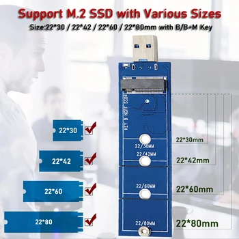 SSD M2 USB-Adapter M. 2 til USB Adapter B-Tasten M. 2 SATA-Protokollen SSD-Adapter NGFF til USB 3.0-SSD Kort til 2230 2242 2280 2260 M2