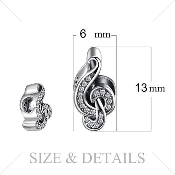 JewelryPalace g-nøglesymbolet 925 Sterling Sølv Perler Charms Sølv 925 Oprindelige Armbånd Sølv 925 oprindelige smykkefremstilling