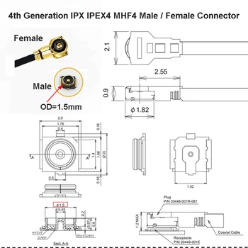 100PCS/MASSE 4th Generation IPX4/IPEX4/MHF4 Mandlig Stik Antenne Base U. FL SMT PCB RF Koaksial WiFi Antenne Stik Bord Terminal
