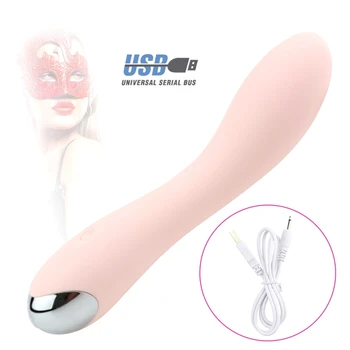 Silicone Dildo-G-Punkt Vibrator Halvmåne Formet 10 Modes USB-Stimulator Massage stav Voksen Sex Legetøj til Kvinder