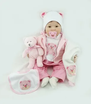 NPKCOLLECTION 55cm realistisk og naturtro reborn baby doll bebes reborn dukke spille legetøj til børn Julegave blød silikone dukke