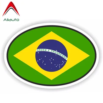 Aliauto Personlighed Brugerdefinerede Bil Mærkat Bil Tilbehør Brasilien Flag Vandtæt Solcreme Reflekterende Decal Cykel,12cm*7cm