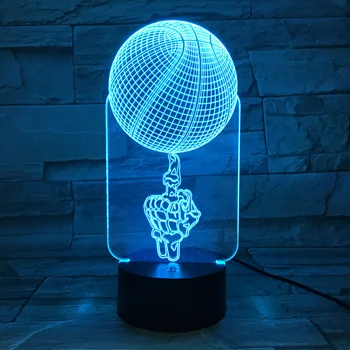 Sport Midterste Finger Basketball 3D-Nat Lys LED USB feststemning Dekorativ Belysning Soveværelse bordlampe Dreng, Mand, Gift Kid