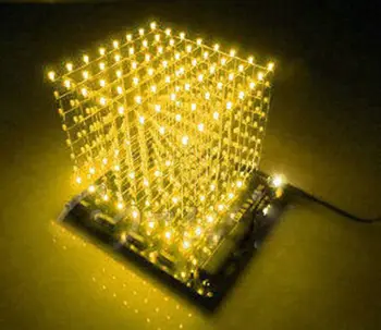 3D Lys Squared DIY Kit 8x8x8 3mm LED Cube Gul Ray LED diy elektronik